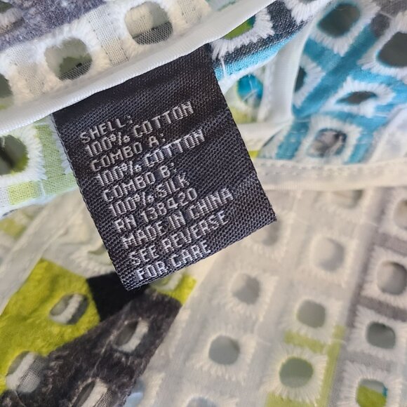 Per Se Cotton Silk Eyelet Blazer Jacket Abstract Art to Wear Dopamine Womens 8 - Picture 8 of 8